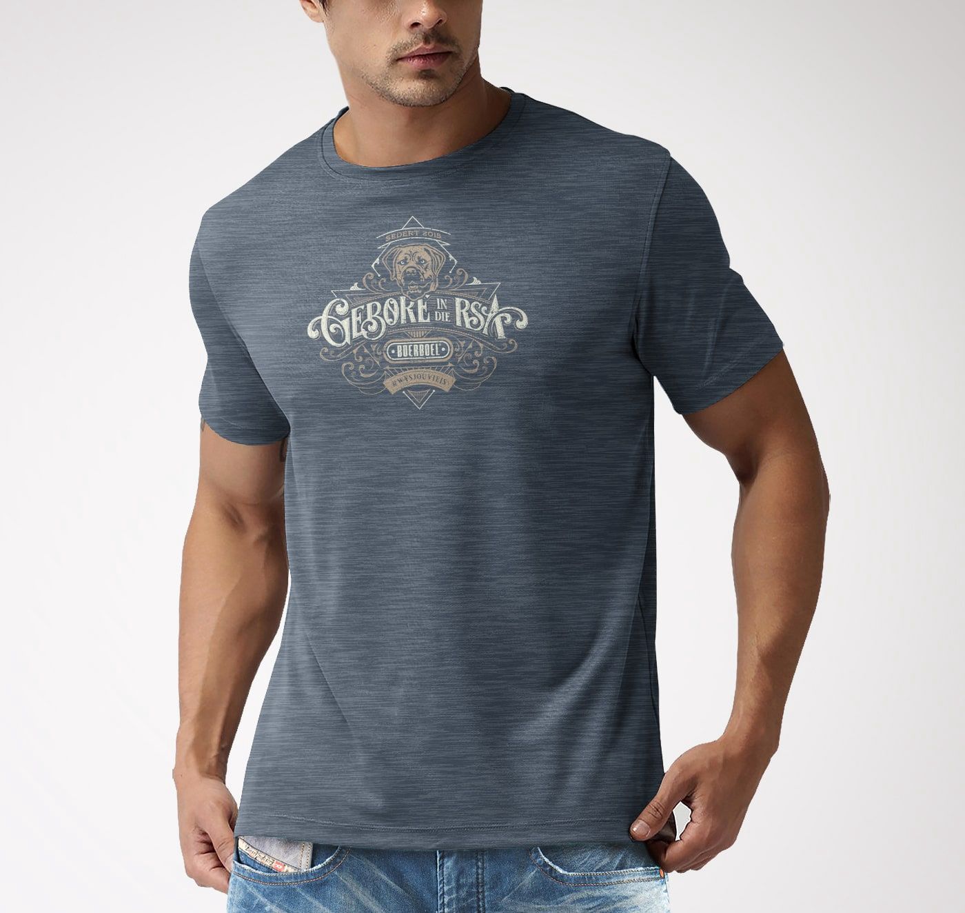 Mens T-shirt printed Blue - Gebore