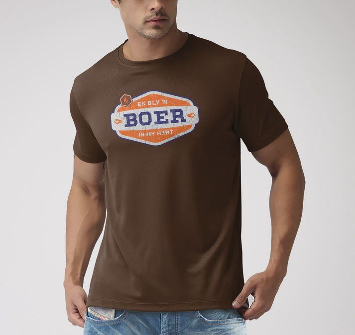 Mens T-Shirt Printed Brown - Boer