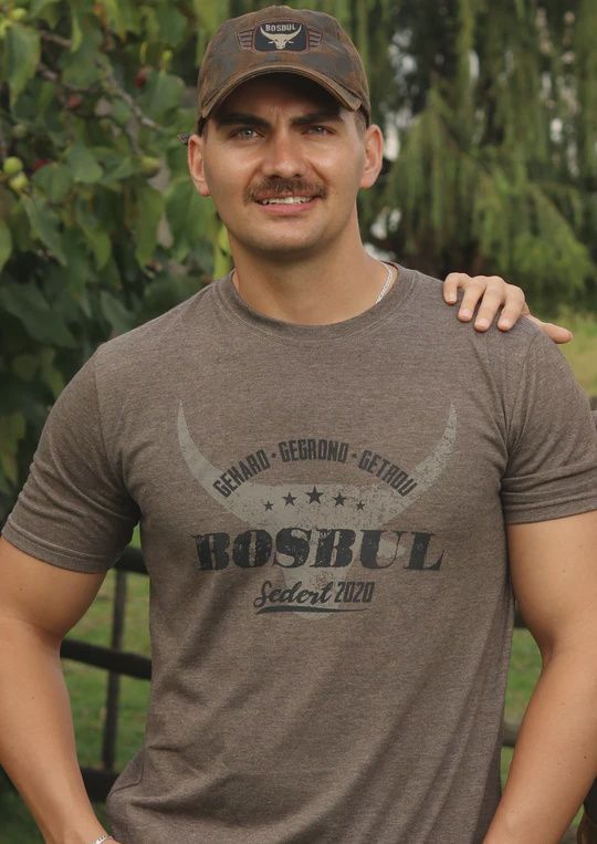 Men&#39;s Brown Melange T-Shirt with Back Bull Print