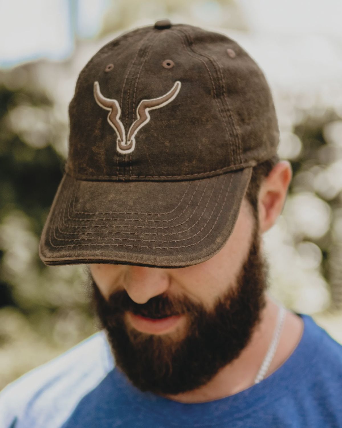 Brown Oilskin 3D Bull Cap