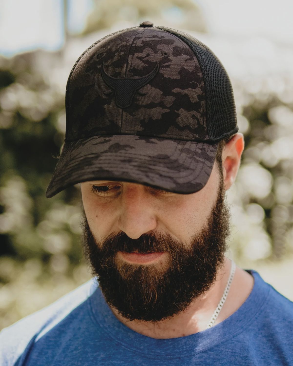 Black/Grey Camo 3D Black Bull Flex Fit Cap