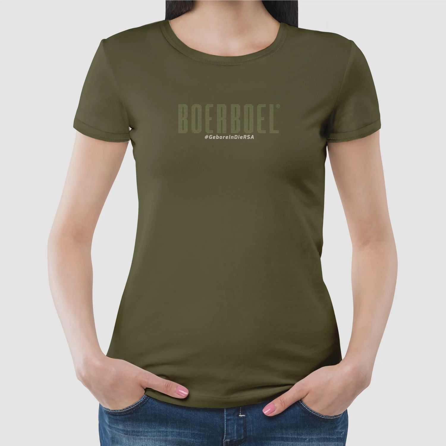 Ladies T-Shirt Dot Printed – Olive Green “Gebore”