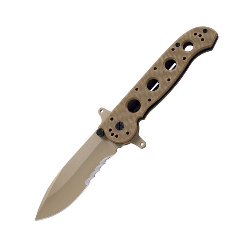 CRKT M21-14DSFG Large Drop Point Special Forces Desert Tan G10 w/Veff Serrated Tan Titanium Nitride Coated Blade