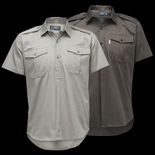 Teesav Men&#39;s Short Sleeve Half Button Shirt - Olive