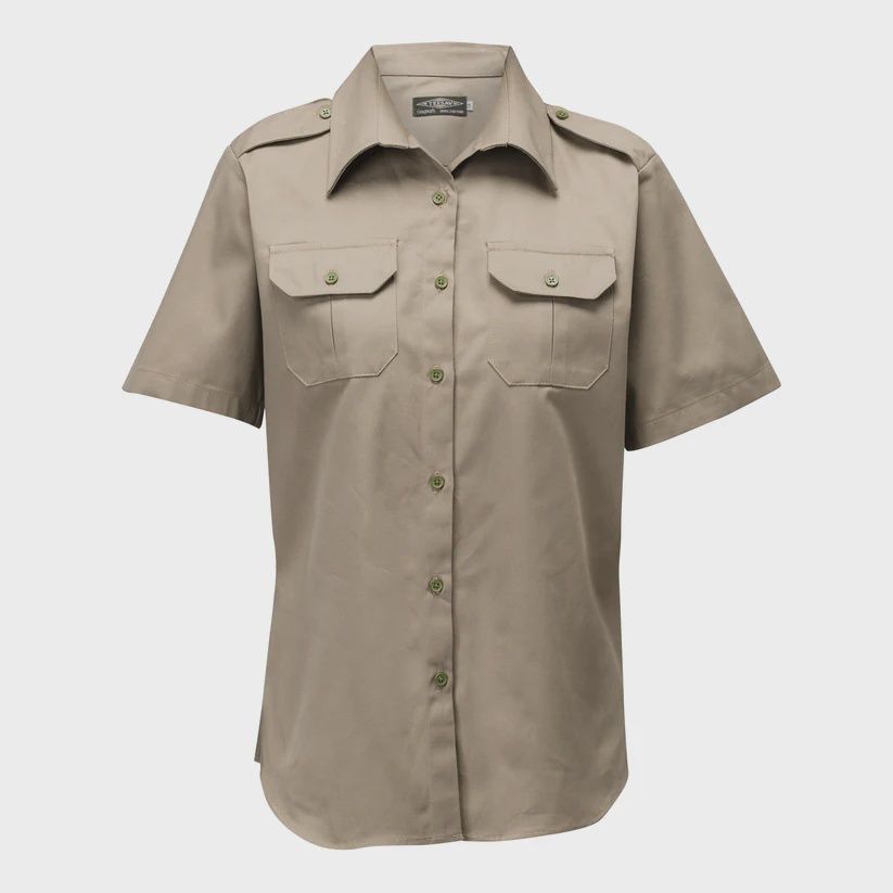 Teesav Ladies Full Button Shirt S/S - Khaki