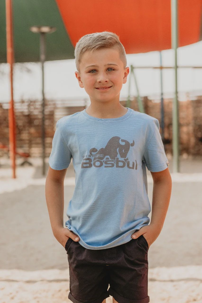 Bosbul Kids T-shirt - P-Blue With Bull