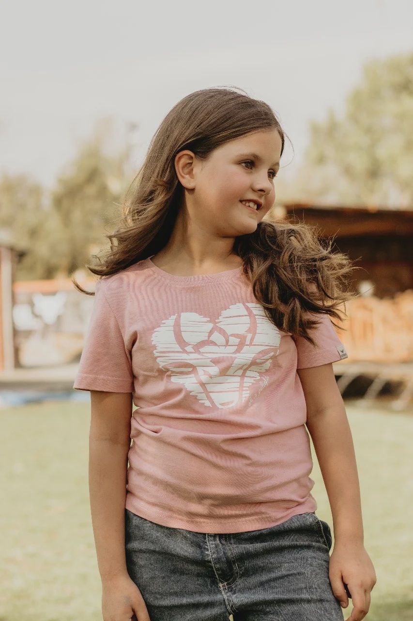 Bosbul Kids  T-shirt - Dusty Pink With Heart Print
