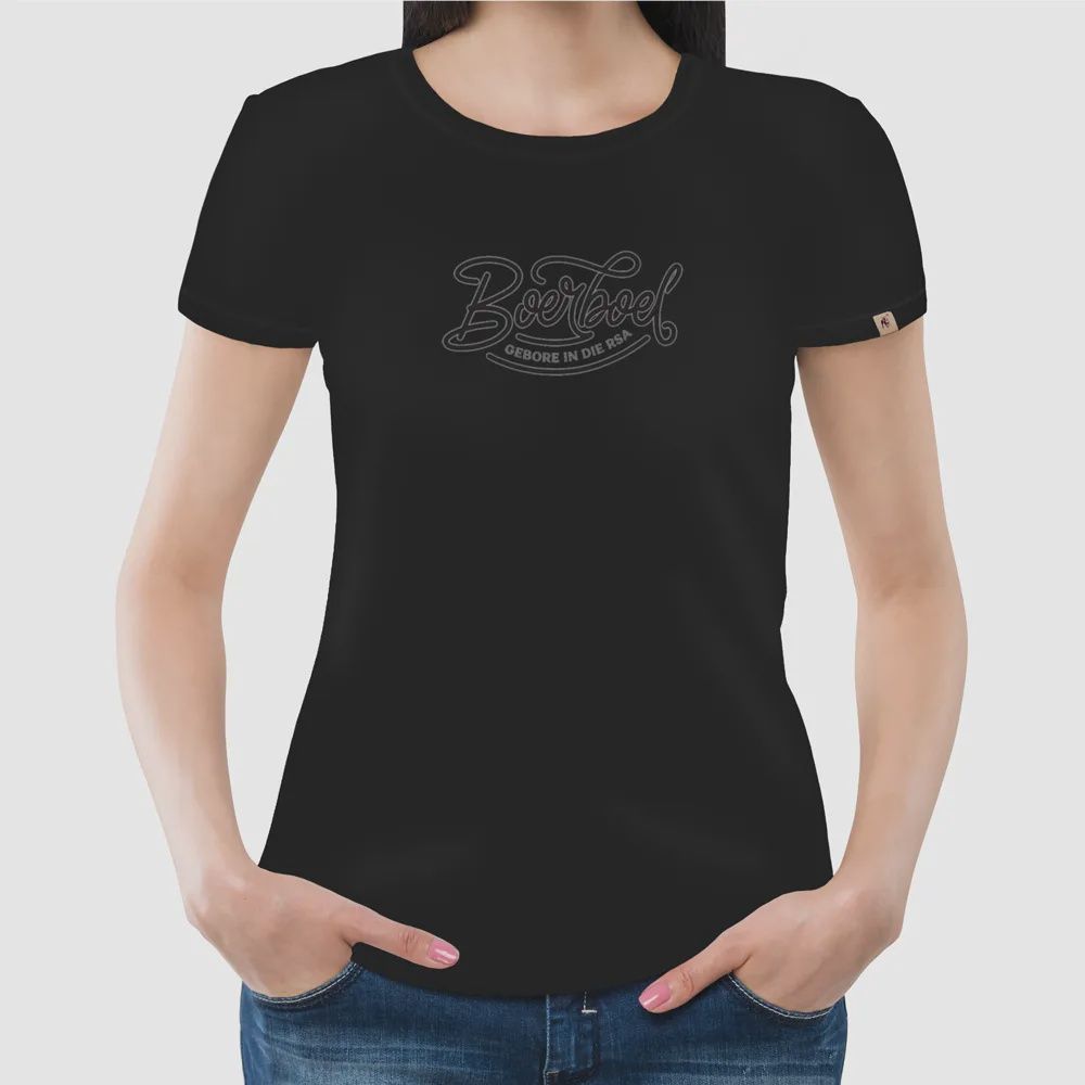 Ladies T-Shirt Flock Print  “Boerboel” - Black