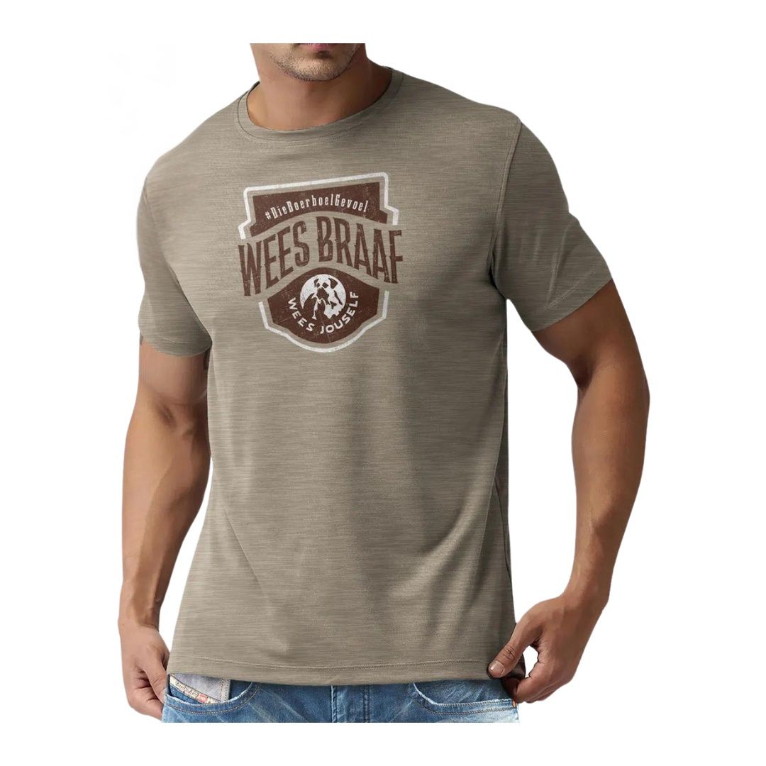 Men&#39;s T-shirt printed &#39;Braaf&#39;- Sand Melange