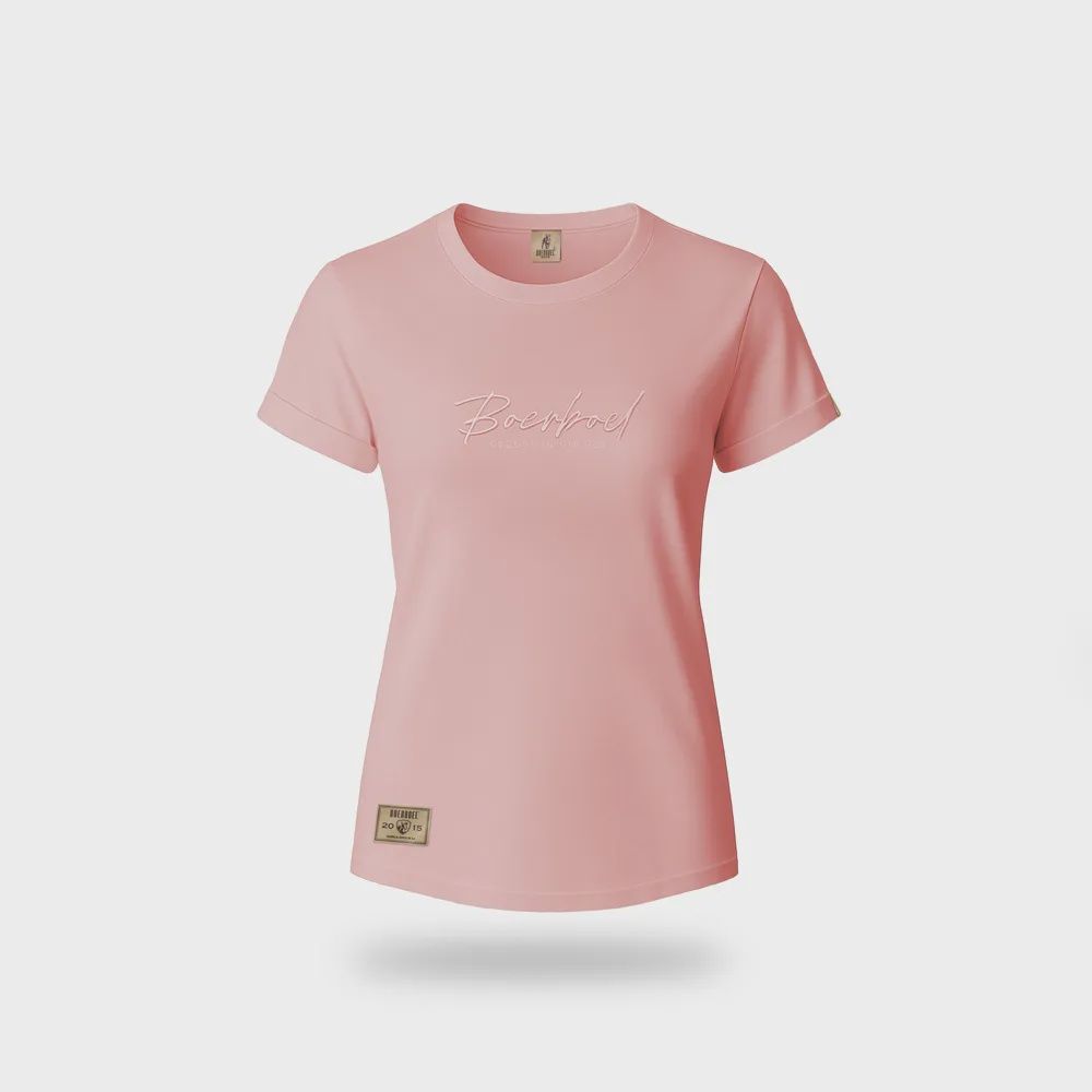 Ladies T-Shirt – Embroidered Melange Pink