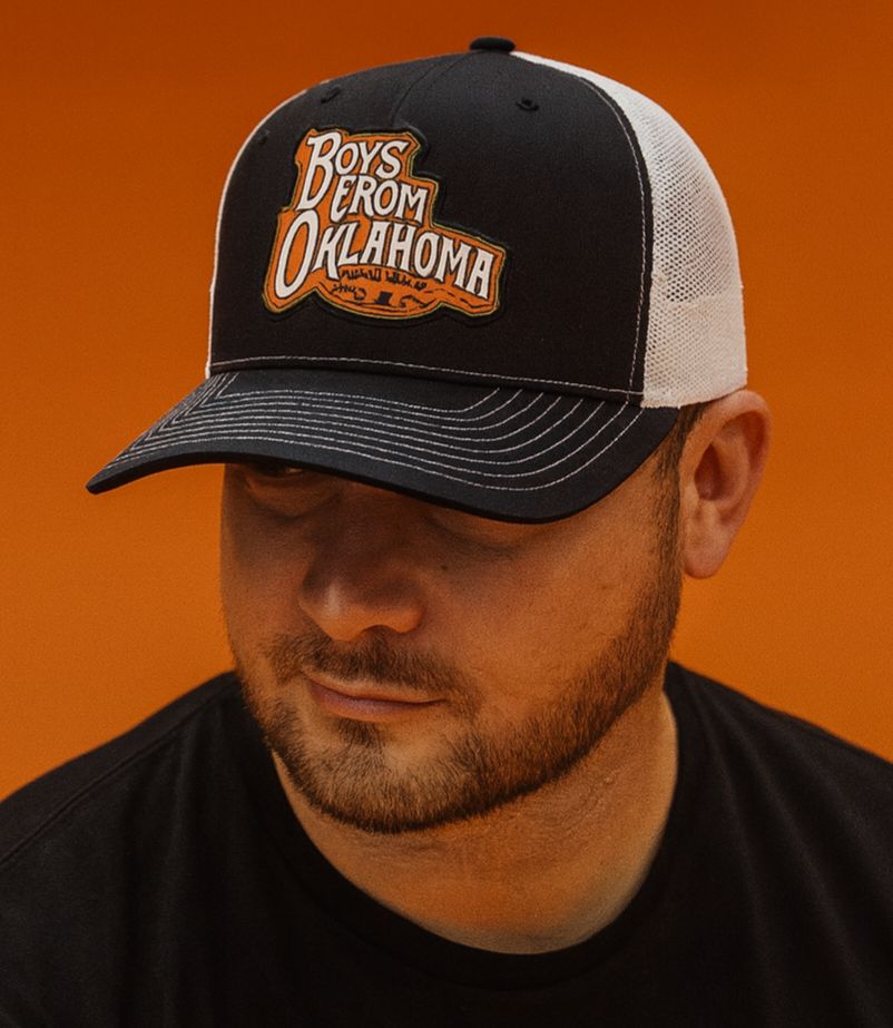 Black/White &quot;Boys from Oklahoma Rolling Co.&quot; Patch Hat