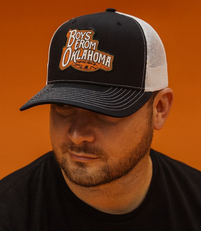 Black/White &quot;Boys from Oklahoma Rolling Co.&quot; Patch Hat