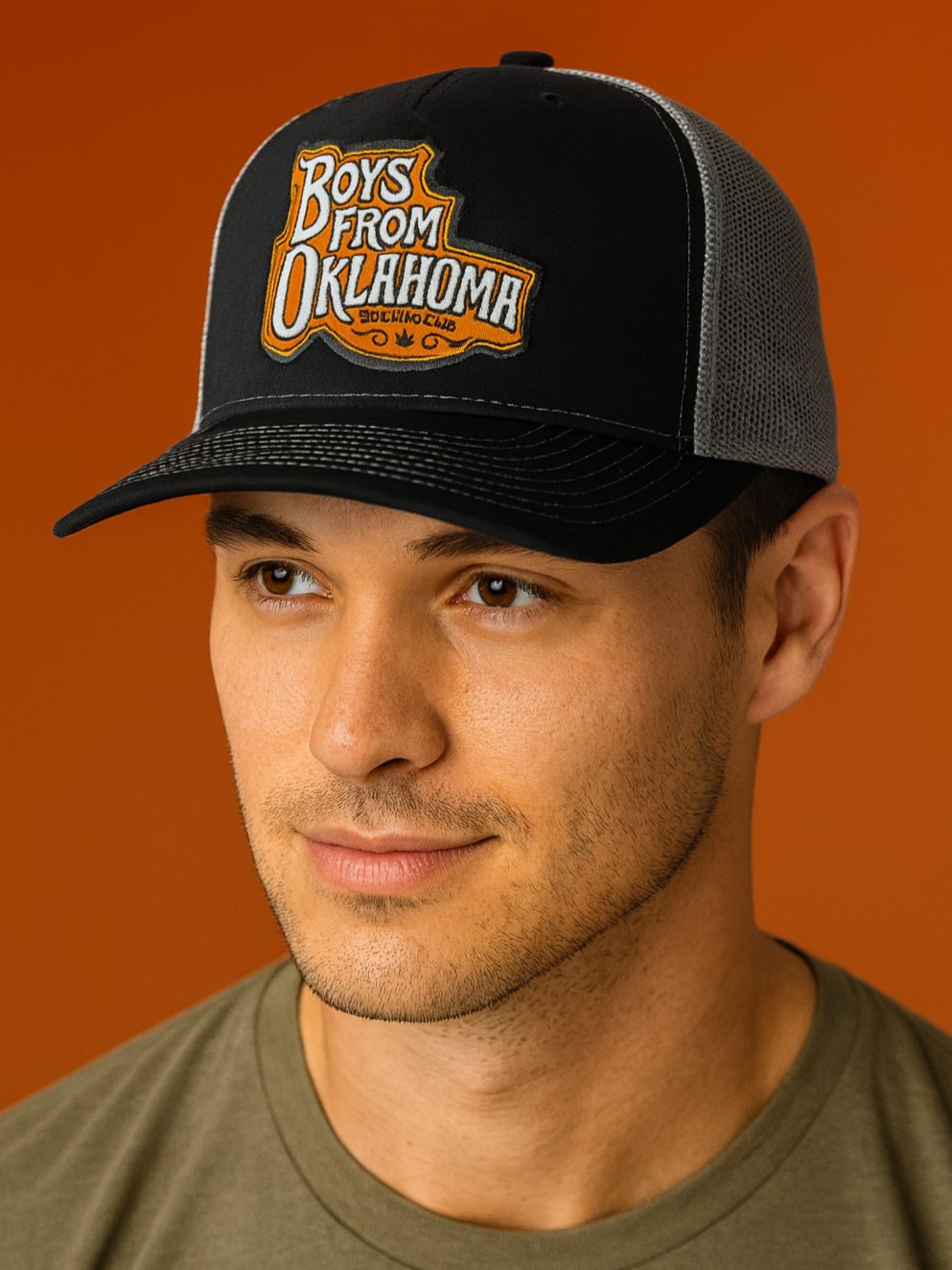 Black/Gray &quot;Boys from Oklahoma Rolling Co.&quot; Patch Hat