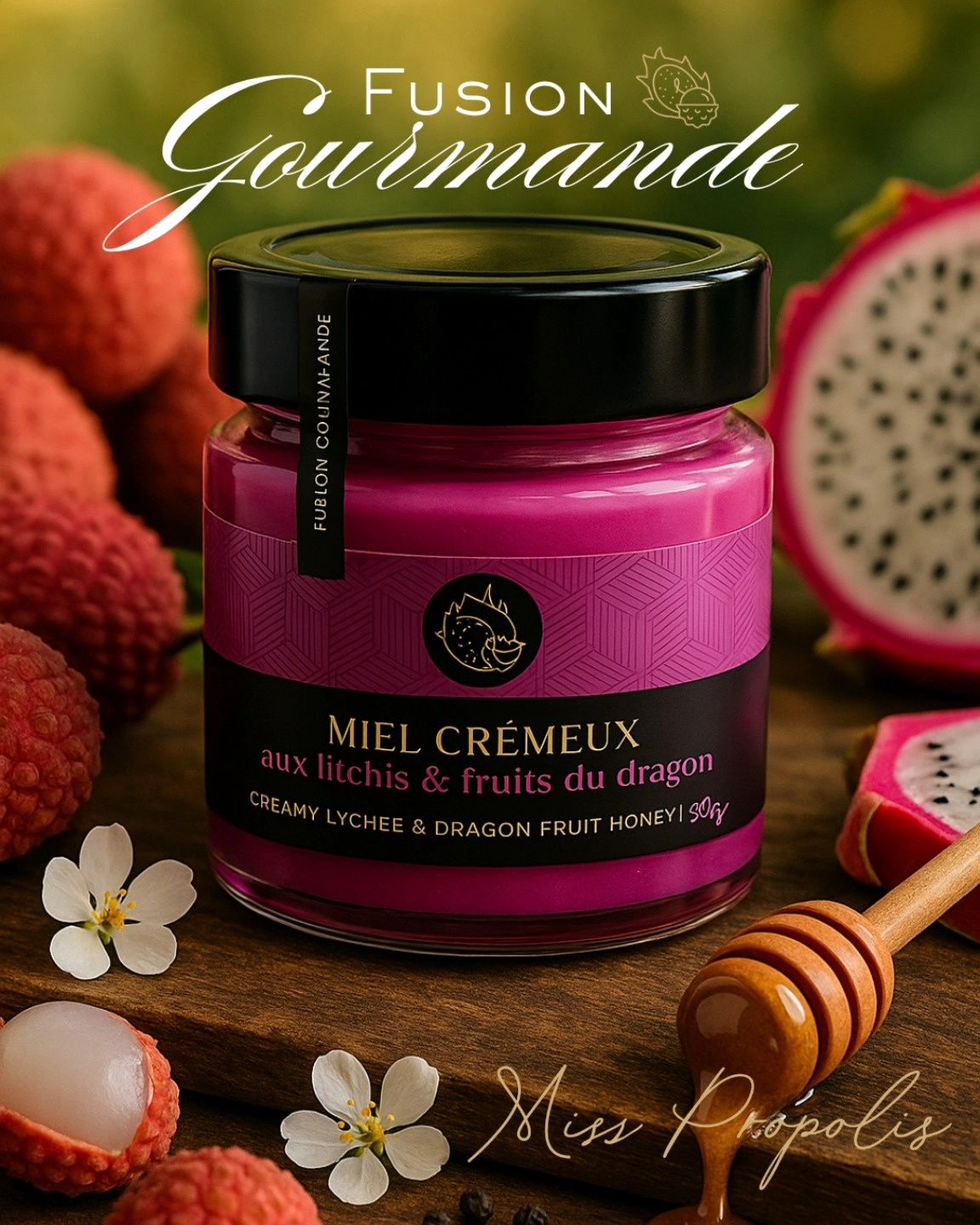 Miel litchi et fruit du dragon
