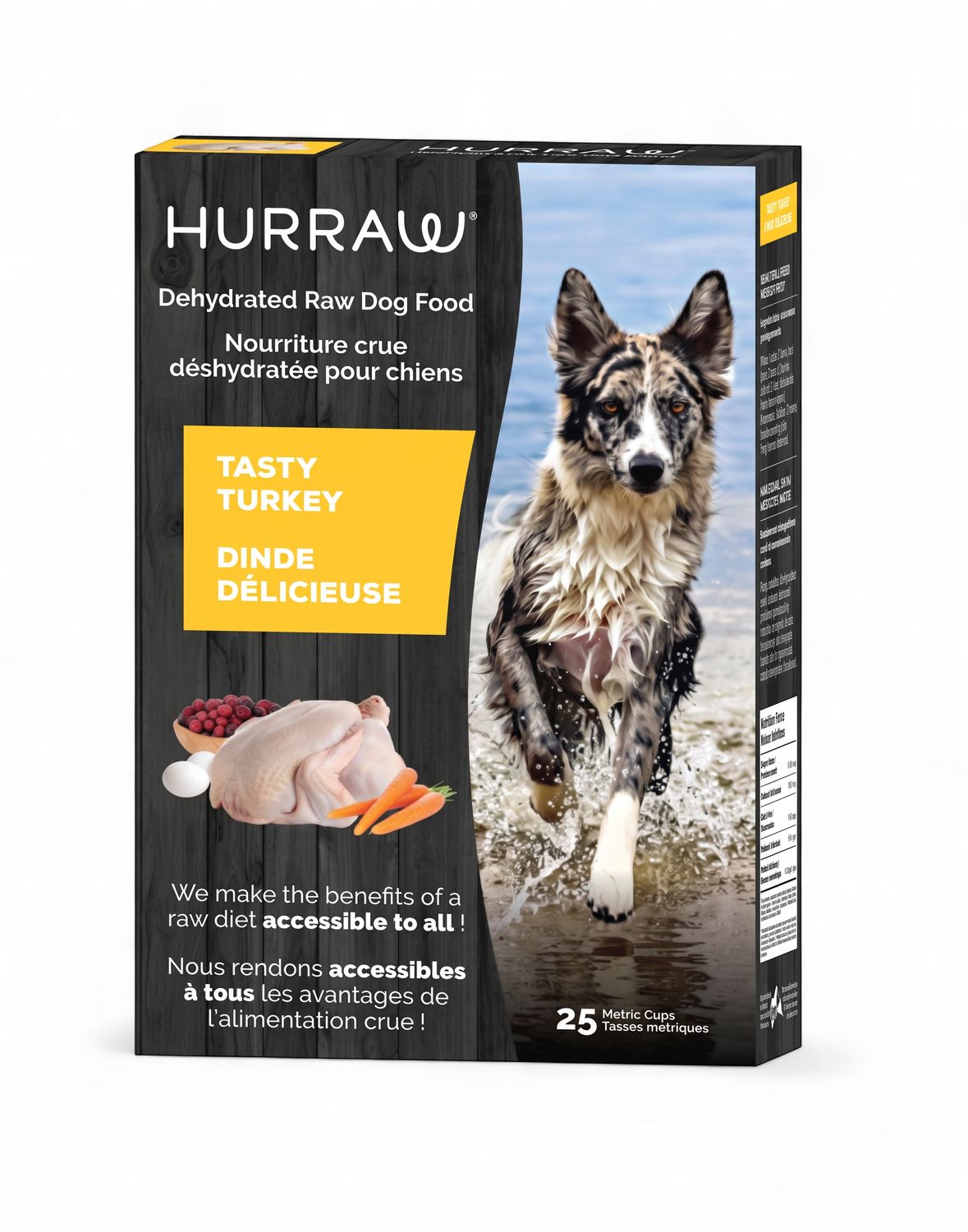 HURRAW – Dinde délicieuse – Nourriture déshydratée pour chiens – Sans grains
