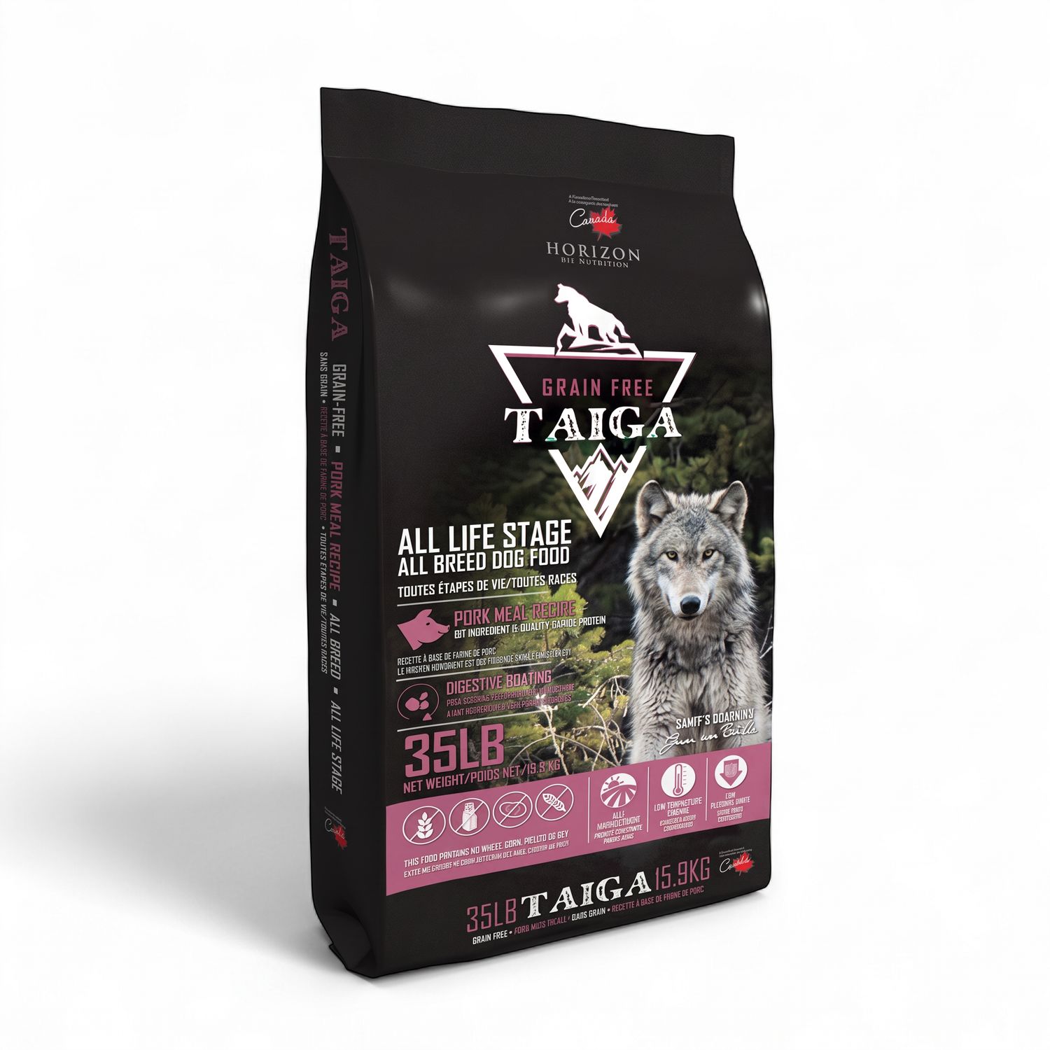 Horizon – Taiga – Nourriture pour chien au porc – Sans grains – 35 lb