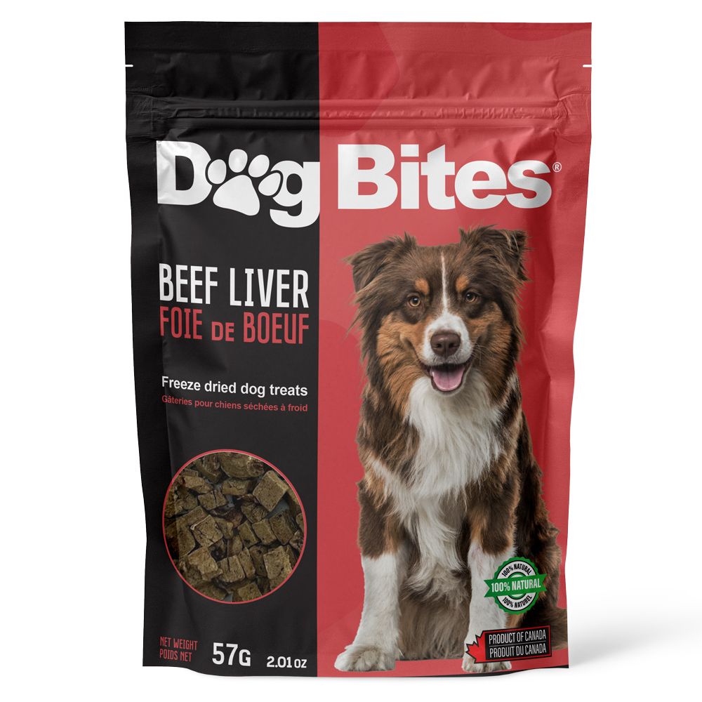 Dog Bites – Foie de bœuf lyophilisé pour chiens, Formats: 250g