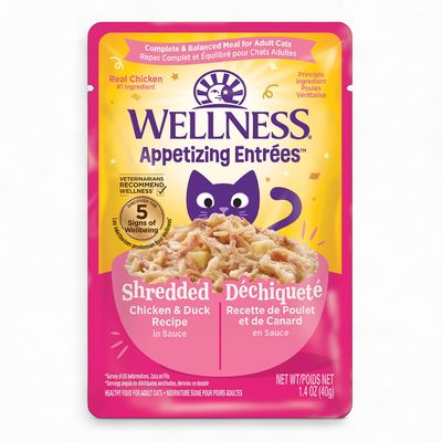 Wellness Appetizing Entrée – Poulet &amp; canard effilochés en sauce