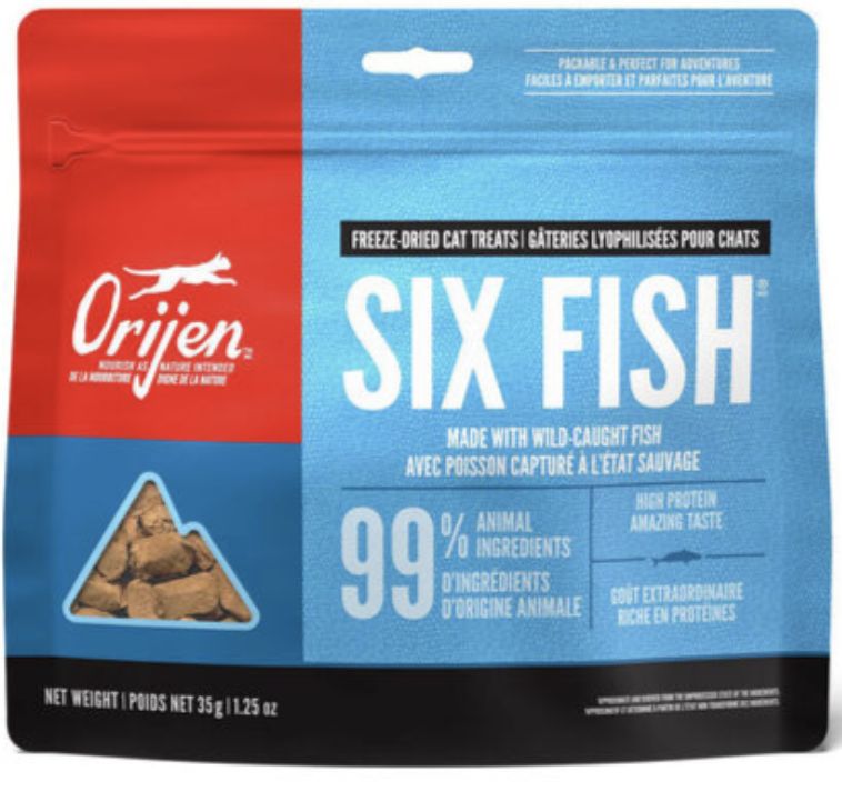 Gâteries Orijen lyophilisées Six Fish (chat)