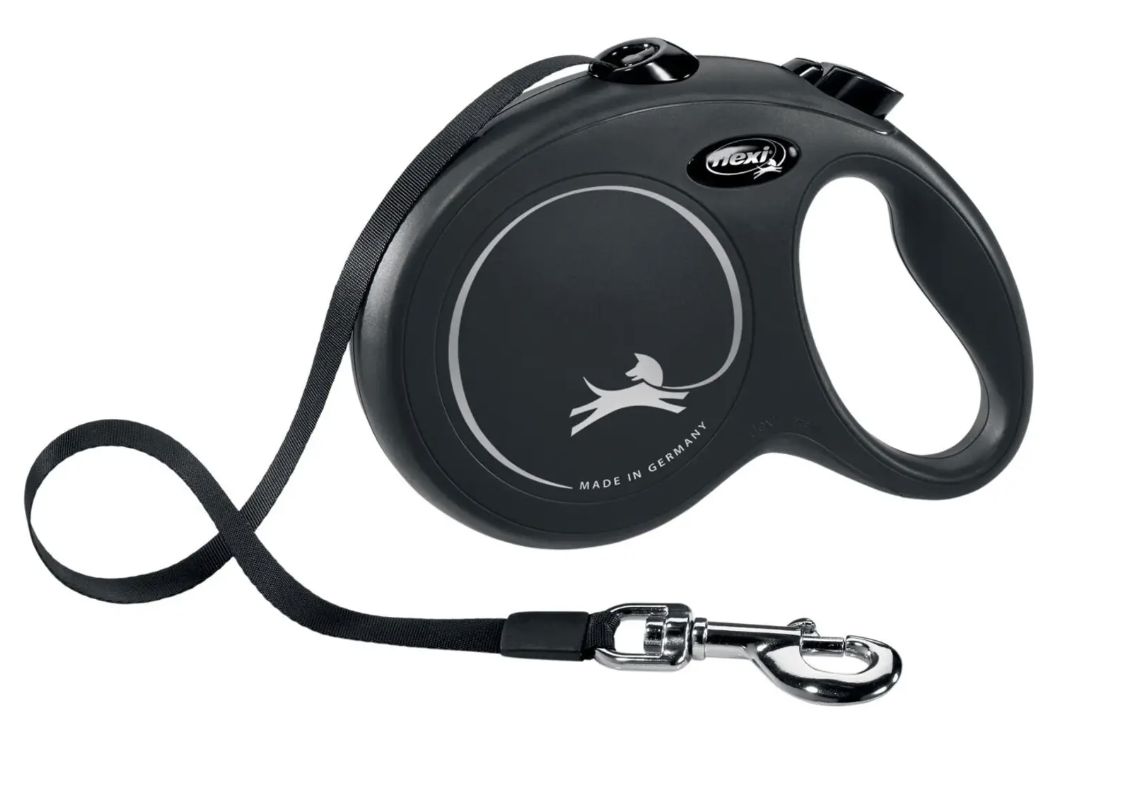 Flexi Classic – Laisse rétractable en corde noire