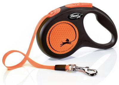 Flexi New Neon – Laisse rétractable orange réfléchissante