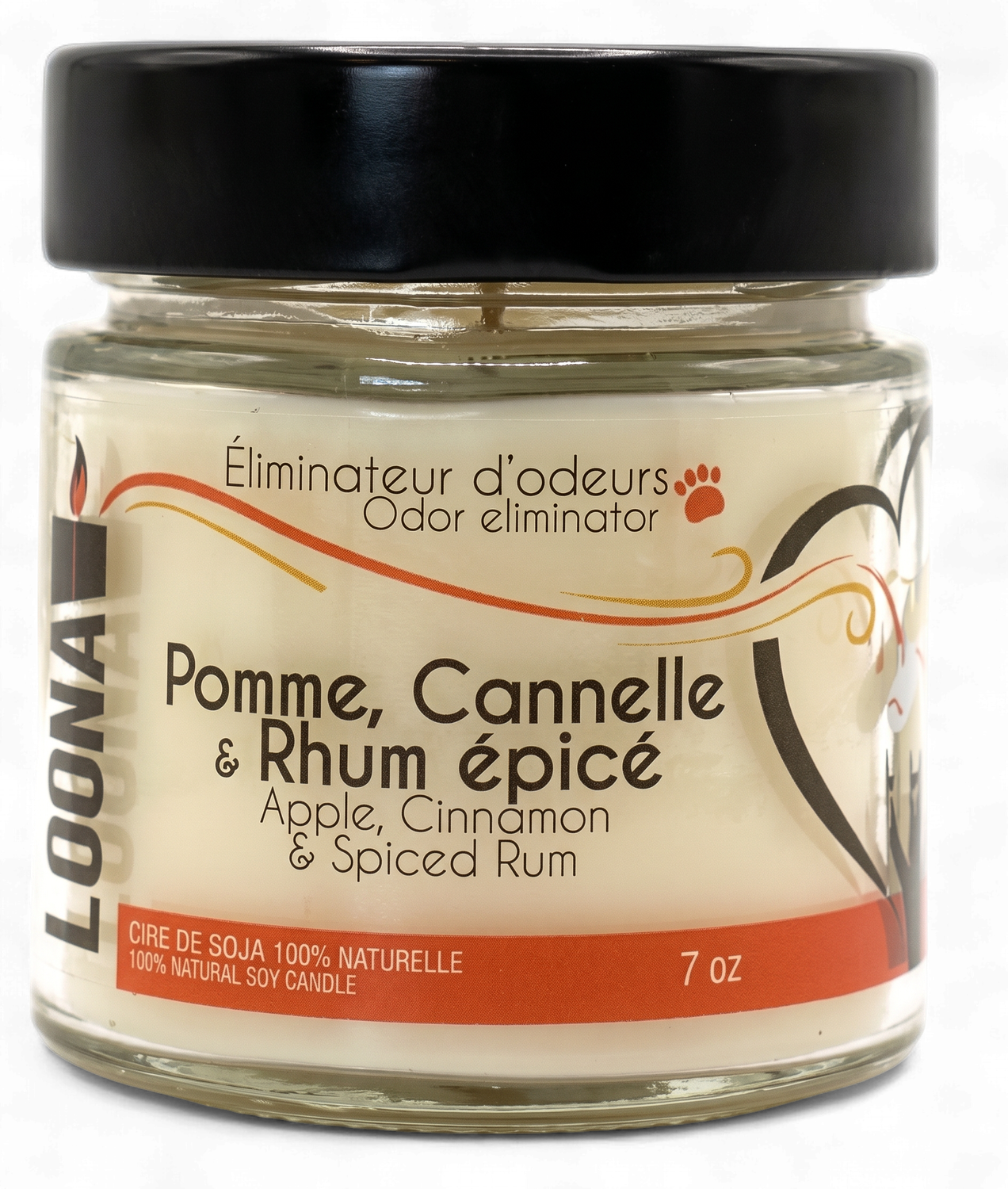 Chandelle LOONA – Pomme, cannelle et rhum épicé 7 oz
