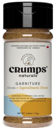 Crumps' Garniture pour nourriture Crumps’ Naturals – Dinde et superaliments dorés Gâteries Pour Chien, Flocons à Saupoudrer, Dinde + Superaliment Or 110g