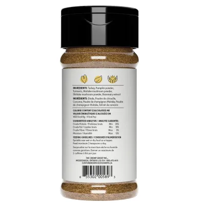Crumps' Garniture pour nourriture Crumps’ Naturals – Dinde et superaliments dorés Gâteries Pour Chien, Flocons à Saupoudrer, Dinde + Superaliment Or 110g