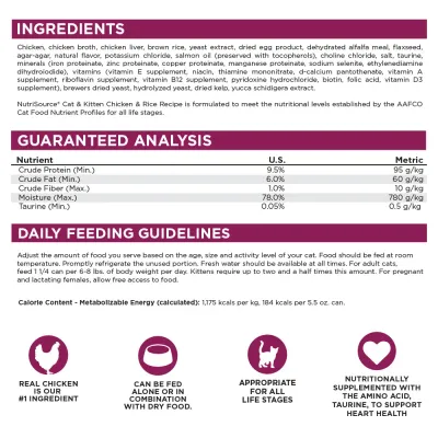 NutriSource – Pâté au poulet et riz pour chats et chatons