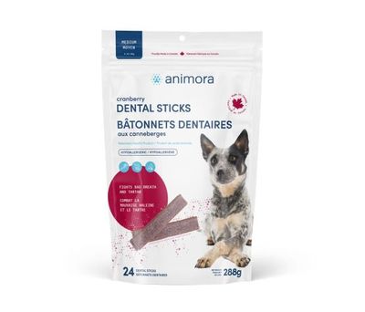 Animora – Bâtonnets dentaires aux canneberges pour chien moyen, 24 unités