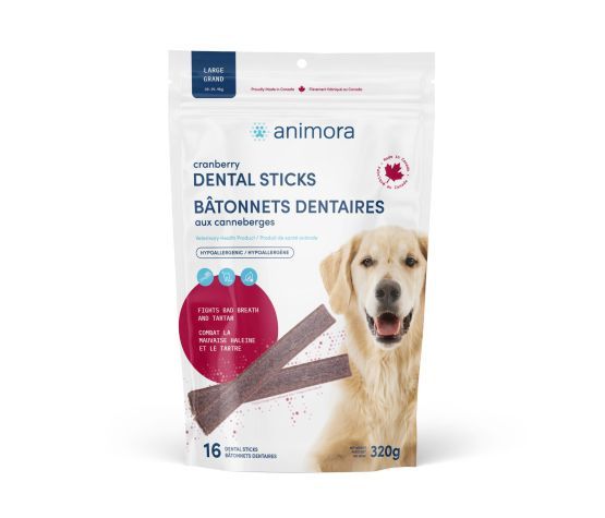 Animora – Bâtonnets dentaires aux canneberges pour grand chien, 16 unités