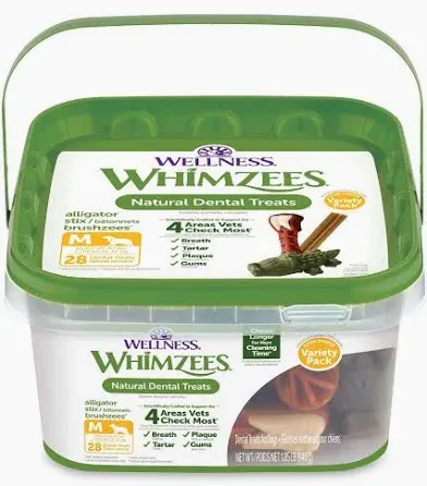 WHIMZEES par Wellness – Paquet varié dentaire moyen, 28 unités