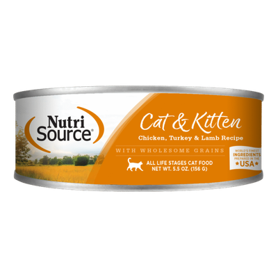 NutriSource – Nourriture humide au poulet, à la dinde et à l’agneau pour chats et chatons 156 g
