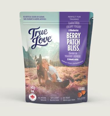 True Leaf True Love Berry Patch Bliss – Gâteries tendres au yogourt et aux bleuets pour chien, 142 g