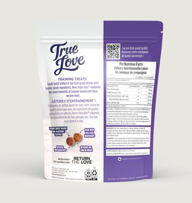 True Leaf True Love Berry Patch Bliss – Gâteries tendres au yogourt et aux bleuets pour chien, 142 g