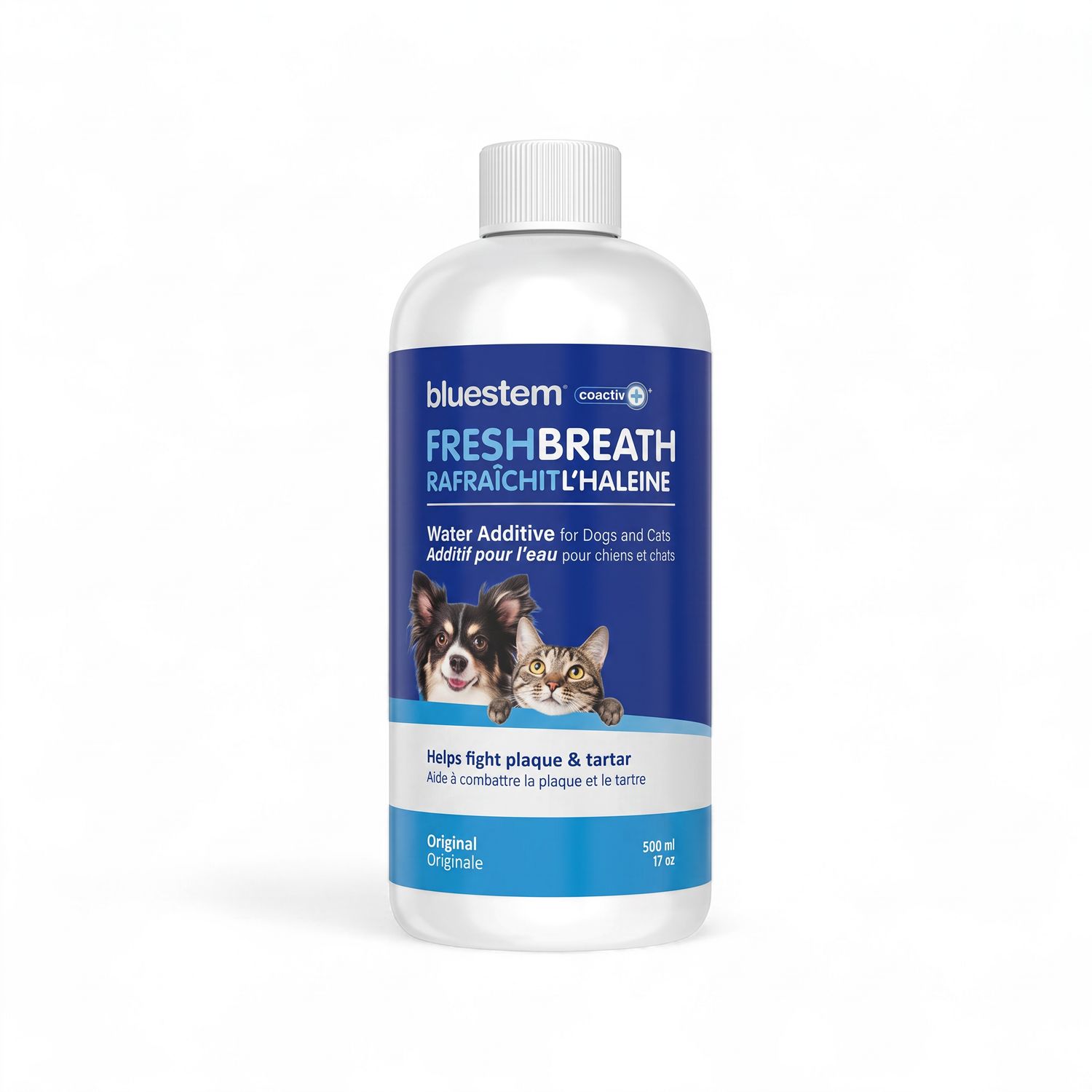 bluestem™ – Additif pour l’eau de soins buccodentaires avec coactiv+™ pour chien et chat – Original sans saveur – 500 ml