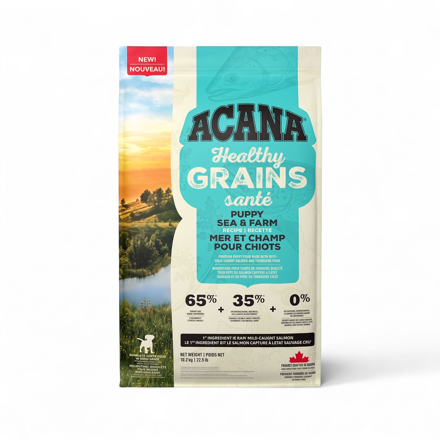 ACANA® – Grains santé Mer et champ – Nourriture sèche pour chiots – Avec grains – 10,2 kg