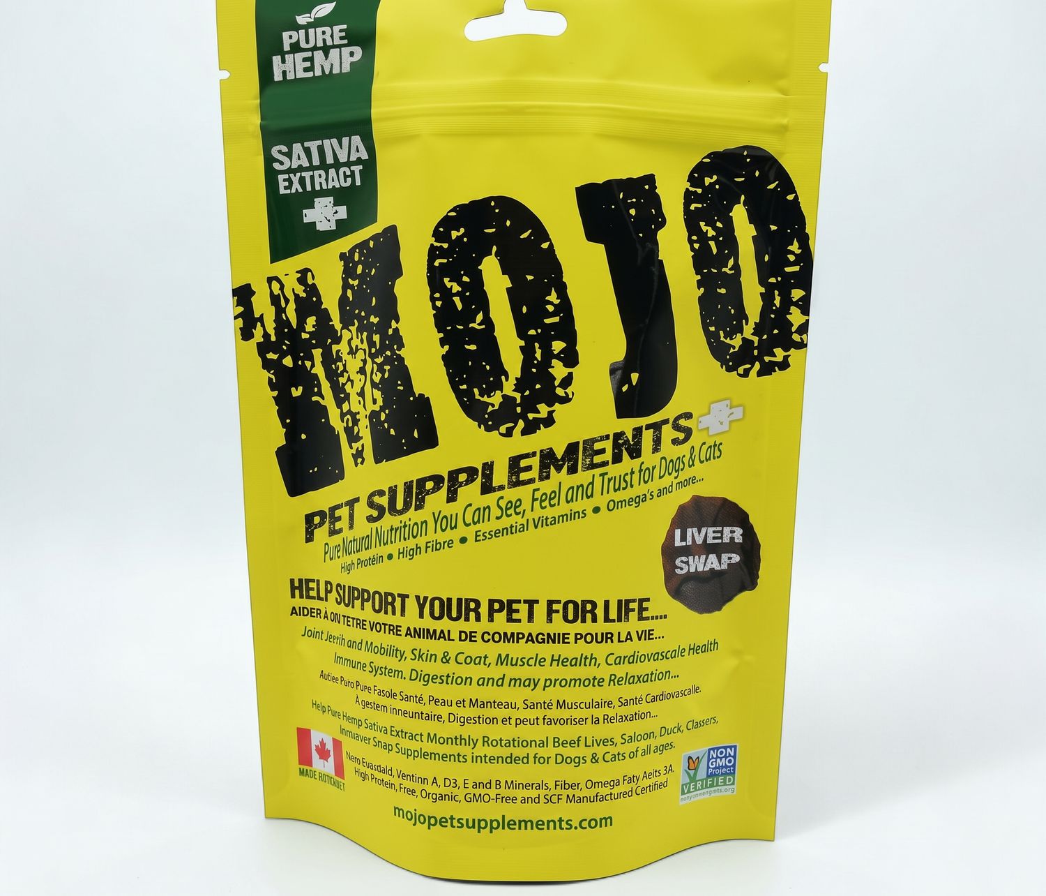 Mojo® – Supplément à base de chanvre pour chiens et chats – Saveur de foie – 62 g