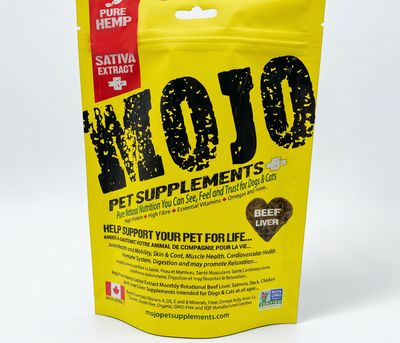 Mojo® – Supplément à base de chanvre pour chiens et chats – Saveur de bœuf – 186 g