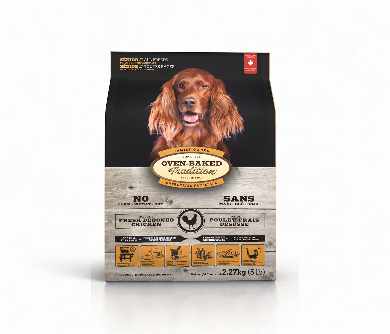 Oven-Baked Tradition® – Nourriture sèche pour chiens séniors et contrôle du poids – Poulet – Avec grains – 25 lb