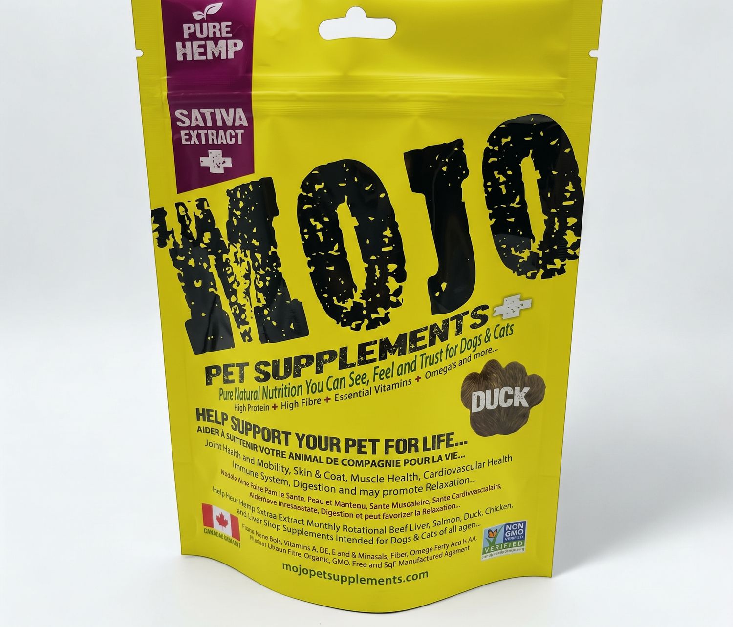 Mojo® – Supplément à base de chanvre pour chiens et chats – Saveur de canard – 116 g