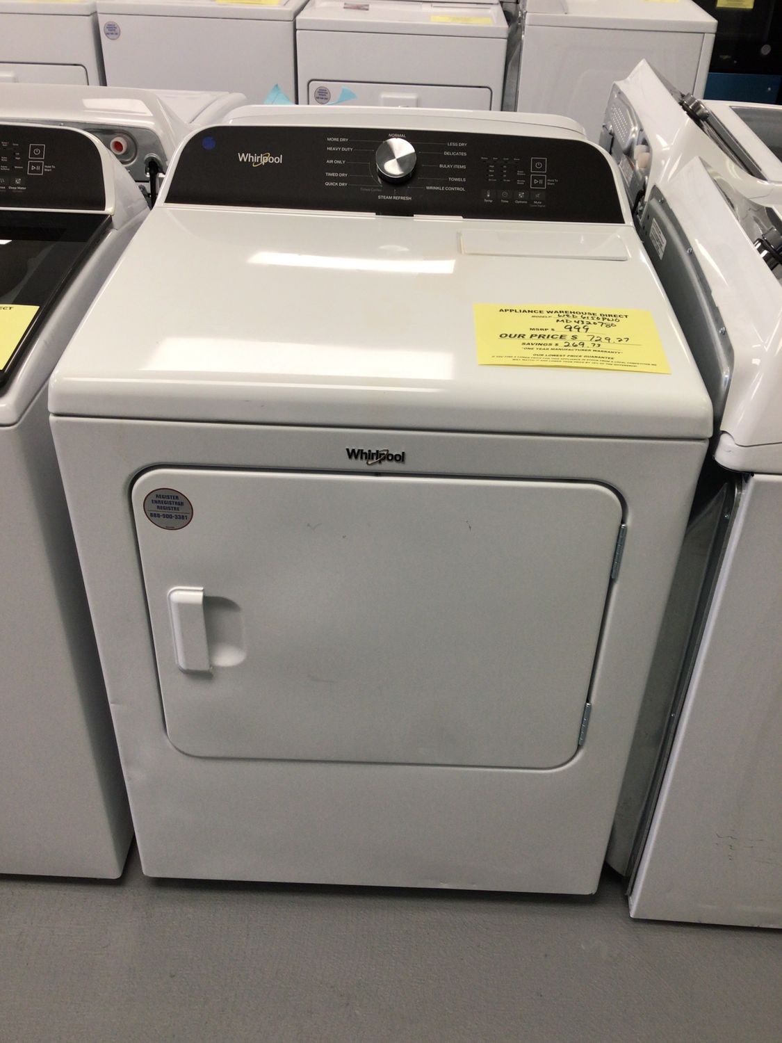 WHIRLPOOL DRYER WED6150PW-1 ELECTRIC