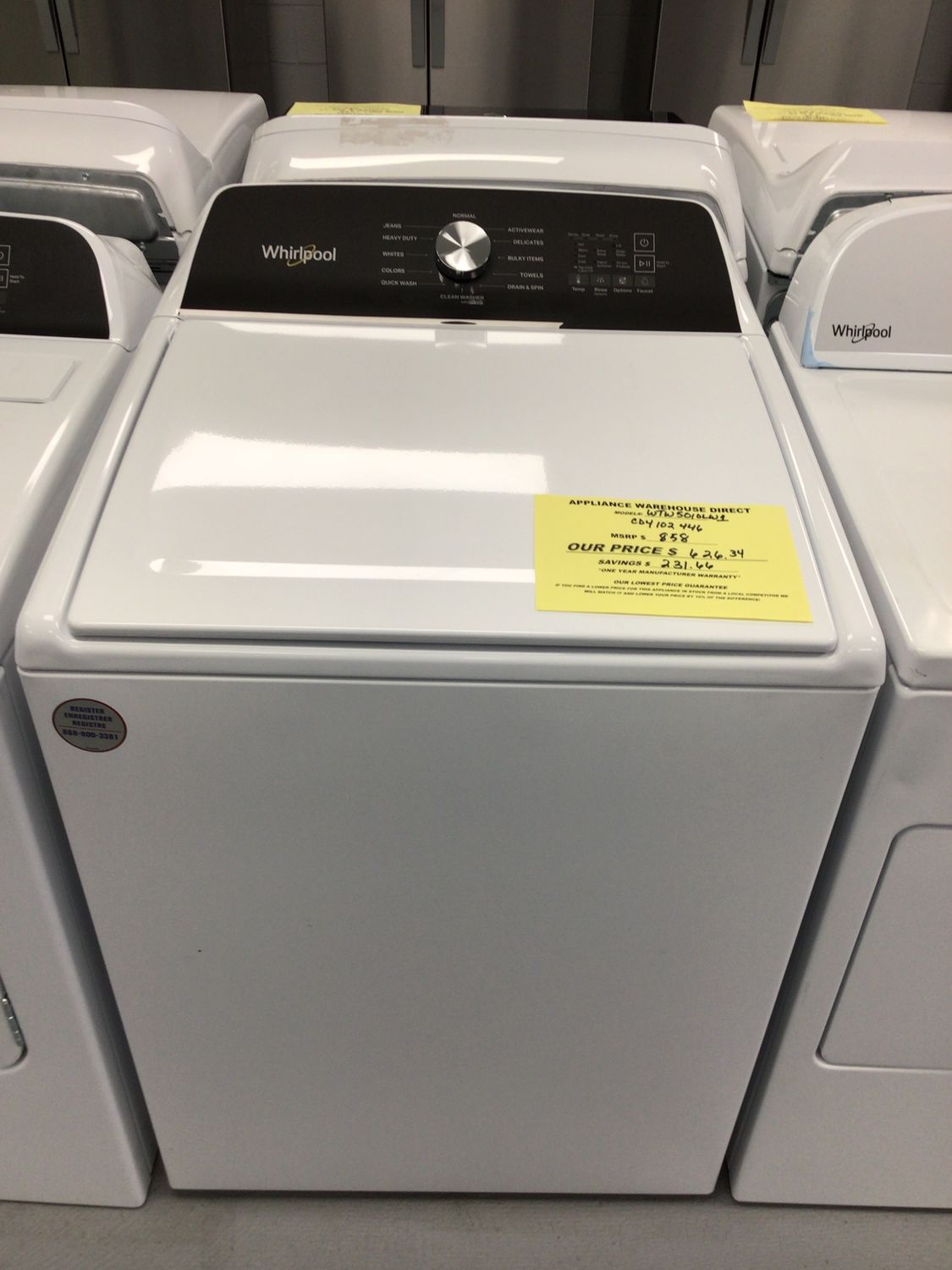 WHIRLPOOL WASHER WTW5010LW 4.6 cu. ft.