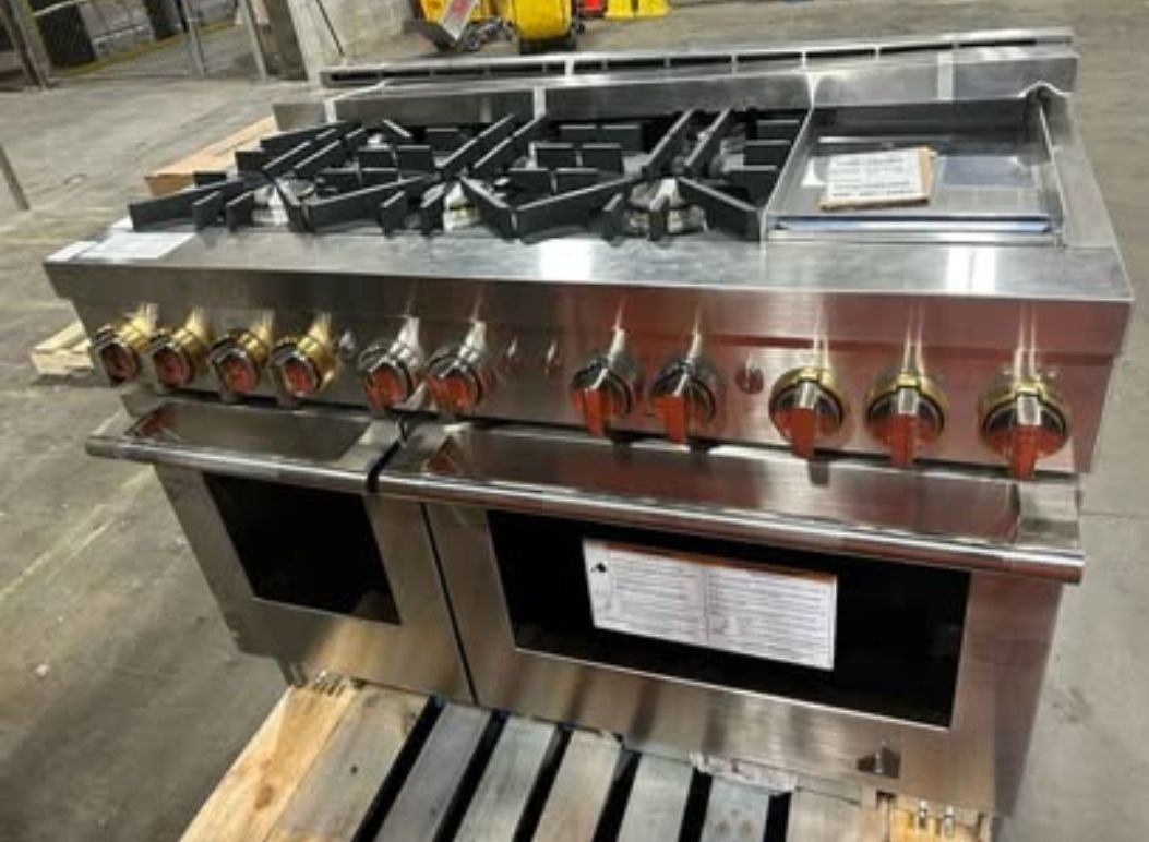 48” RISE JennAir Gas Professional Style Range with Chrome Infused Griddle