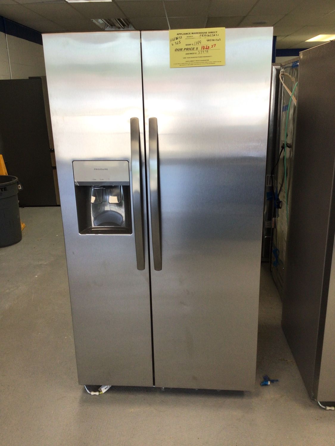 FRSS2623AS Frigidaire 26 cu.ft. Side by Side with Ice Maker Stainless Steel Energy Star H.68 W.33 D.32.5