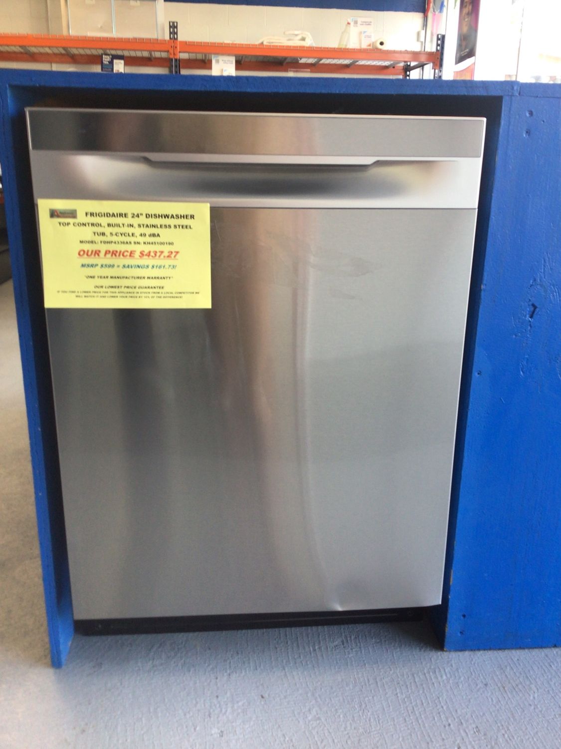 FDHP4336AS FRIGIDAIRE DISHWASHER 24&quot; TOP CONTROL, BUILT-IN, STAINLESS STEEL TALL TUB, 5-CYCLE, 49 dBA