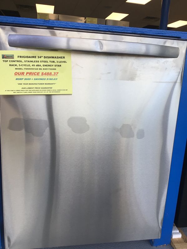 FDSH4501AS FRIGIDAIRE DISHWASHER 24&quot; TOP CONTROL, STAINLESS STEEL TUB, 5-CYCLE, 3-LEVEL RACK, 49 dBA, ENERGY STAR