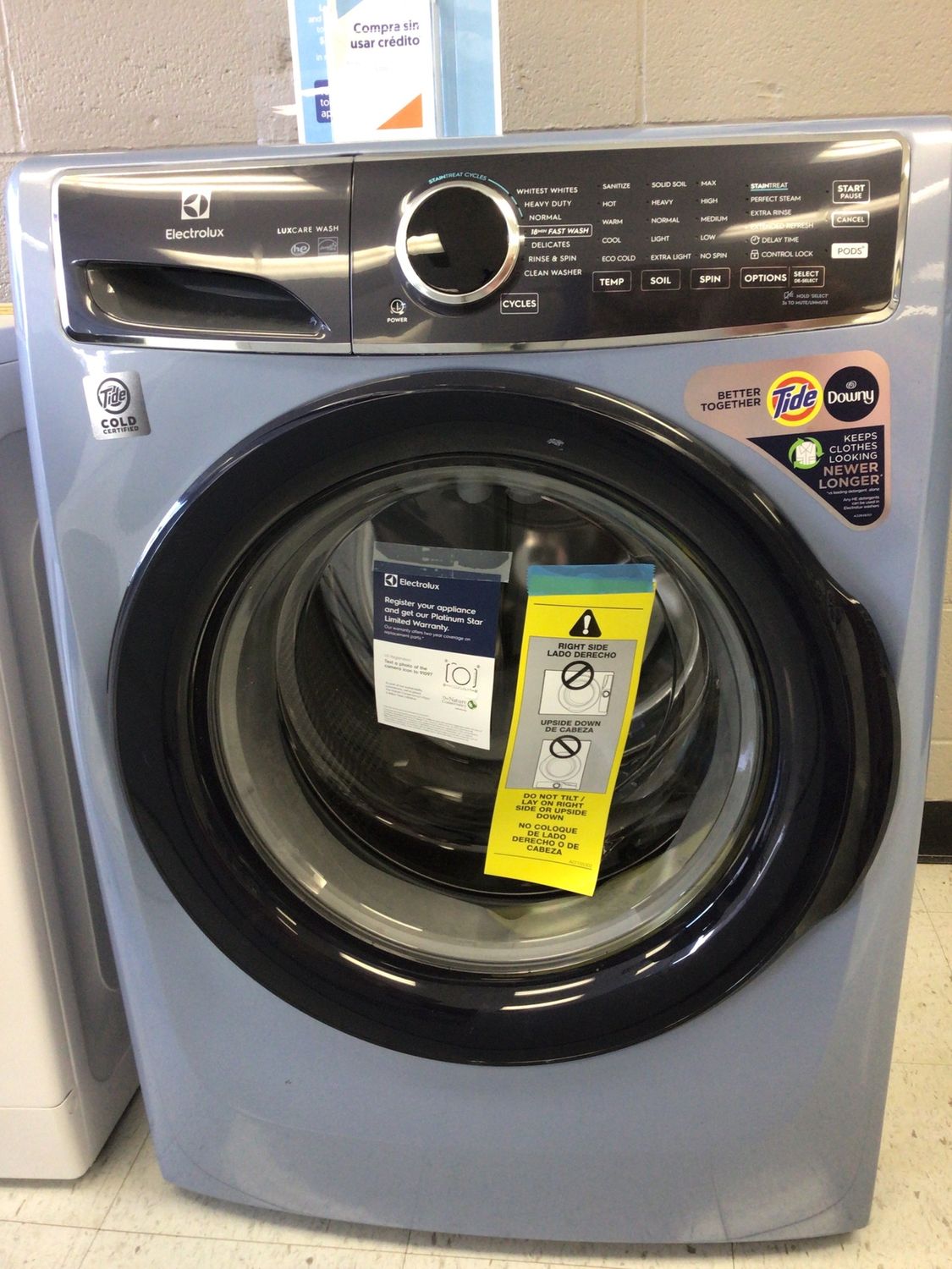 ELFW7437AG ELECTROLUX 400 SERIES WASHER, 27&quot; FRONTLOAD, 4.5cu.ft., GLACIER BLUE, H 38&quot; W 27&quot; D 32&quot;