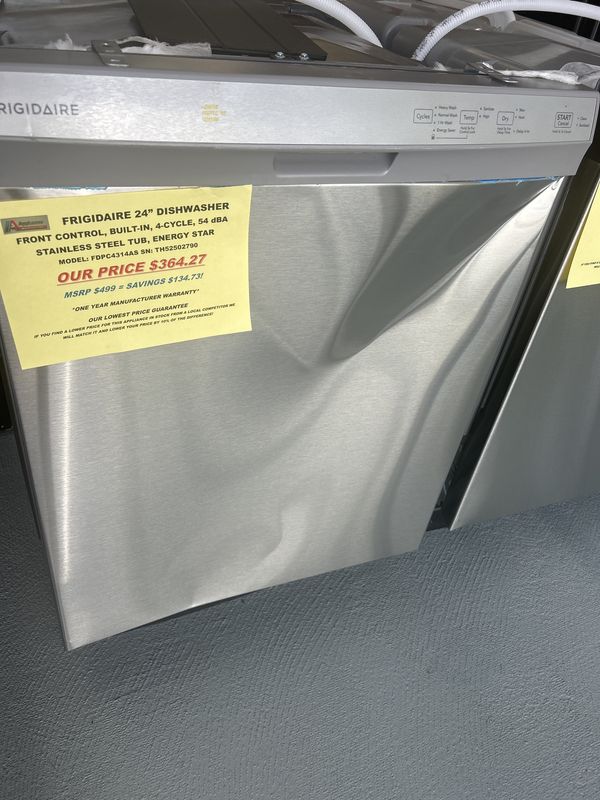 FDPC4314AS FRIGIDAIRE DISHWASHER 24&quot; FRONT CONTROL, BUILT IN, STAINLESS STEEL TALL TUB, 4-CYCLE, 54 dBA, ENERGY STAR