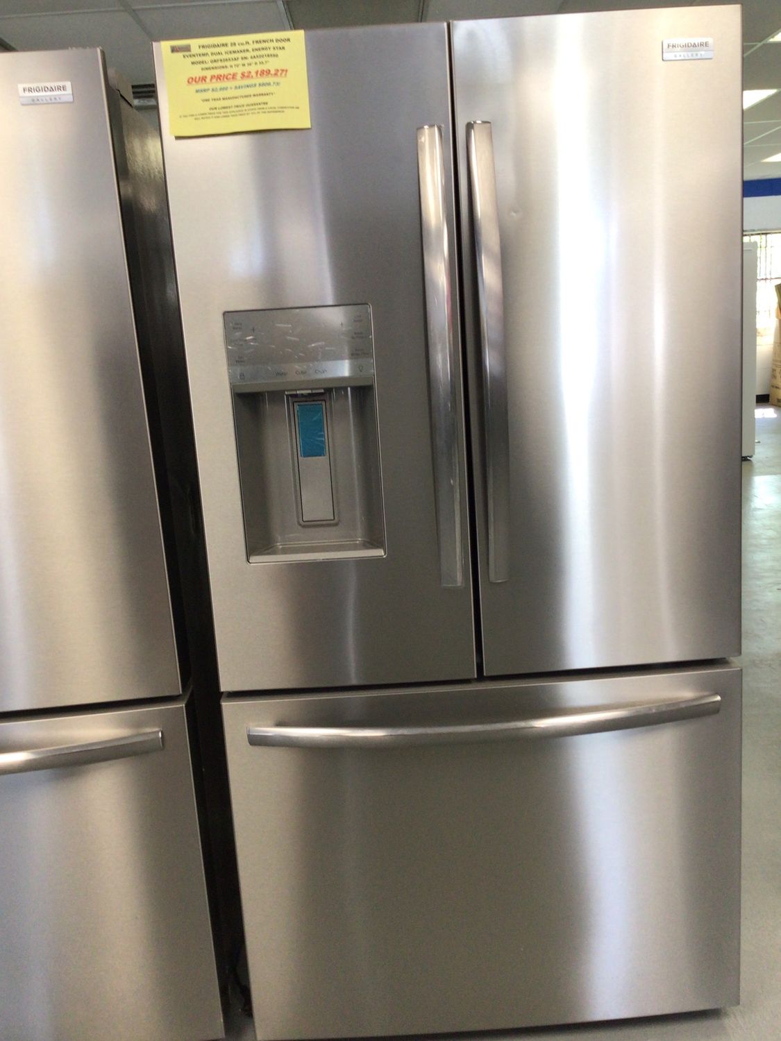 GRFS2853AF-3 FRIGIDAIRE GALLERY REFRIGERATOR, 28 cu.ft., 3-DOOR FRENCH DOOR, SMUDGEPROOF STAINLESS STEEL, H 70&quot; W 36&quot; D 35.7&quot;